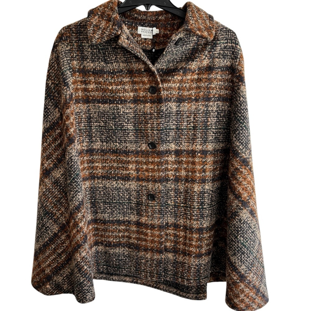 Molly Bracken Plaid Cape in Brown and Black